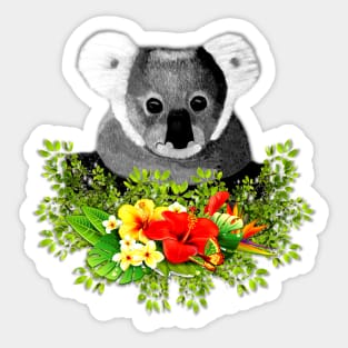 Cute Koala with Flowers and Butterfly Sticker